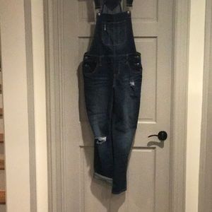 COPY - Distressed jean overalls